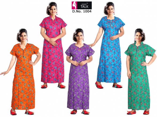 Ft 1004  Latest Collection Of Printed Pure Cotton Night Wear Gown Full Catalog